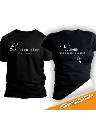 Paarshirt schwarz 2er-Set - Ich lieb dich bis zum Mond und wieder zurück Paar-Shirts 30,00 €
