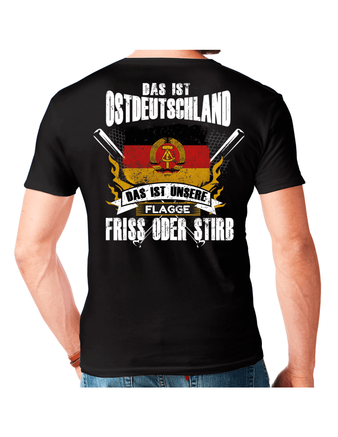 Vorsicht Ossi in RAGE T-Shirt DDR FDJ Mauer Zone Grenze Sprüche Berlin Charlie 