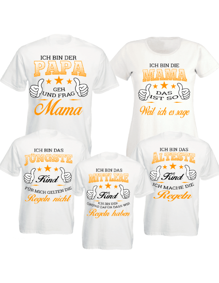 Familienshirts 5er T-Shirt Set weiss - Regeln der Familie Baby & Familie  70,00 €