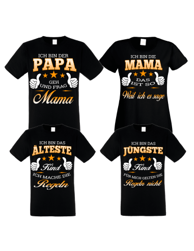Familienshirts 4er T-Shirt Set schwarz - Regeln der Familie Baby & Familie  65,00 €