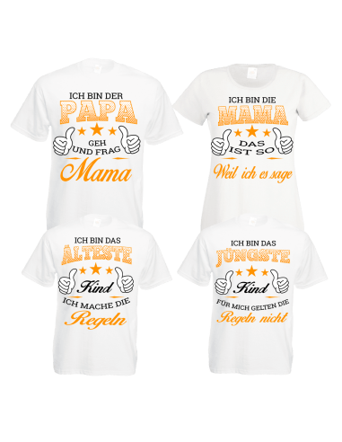 Familienshirts 4er T-Shirt Set weiss - Regeln der Familie Baby & Familie  60,00 €