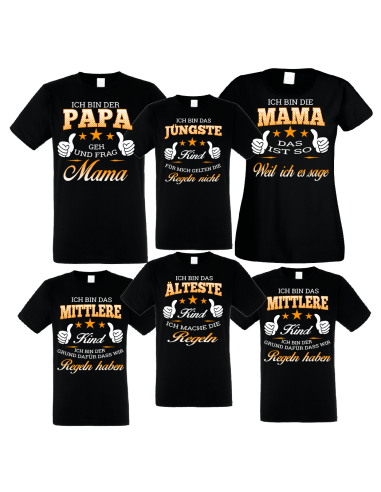 Familienshirts 6er T-Shirt Set schwarz - Regeln der Familie Baby & Familie  84,00 €